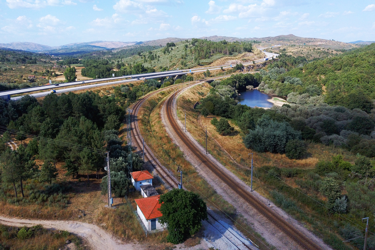 Vista aérea da estação técnica de Muxagata